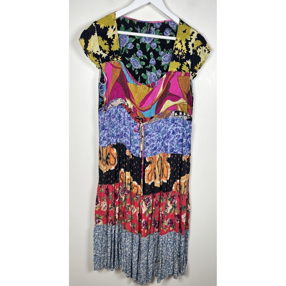 Sacred Threads Medium Tiered Patchwork Floral Boh… - image 2